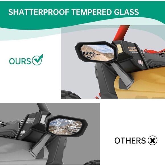 Front Door Rear View Side Mirrors Compatible Can Am Maverick X3/X3 MAX 2017-2021 - Picture 2 of 16